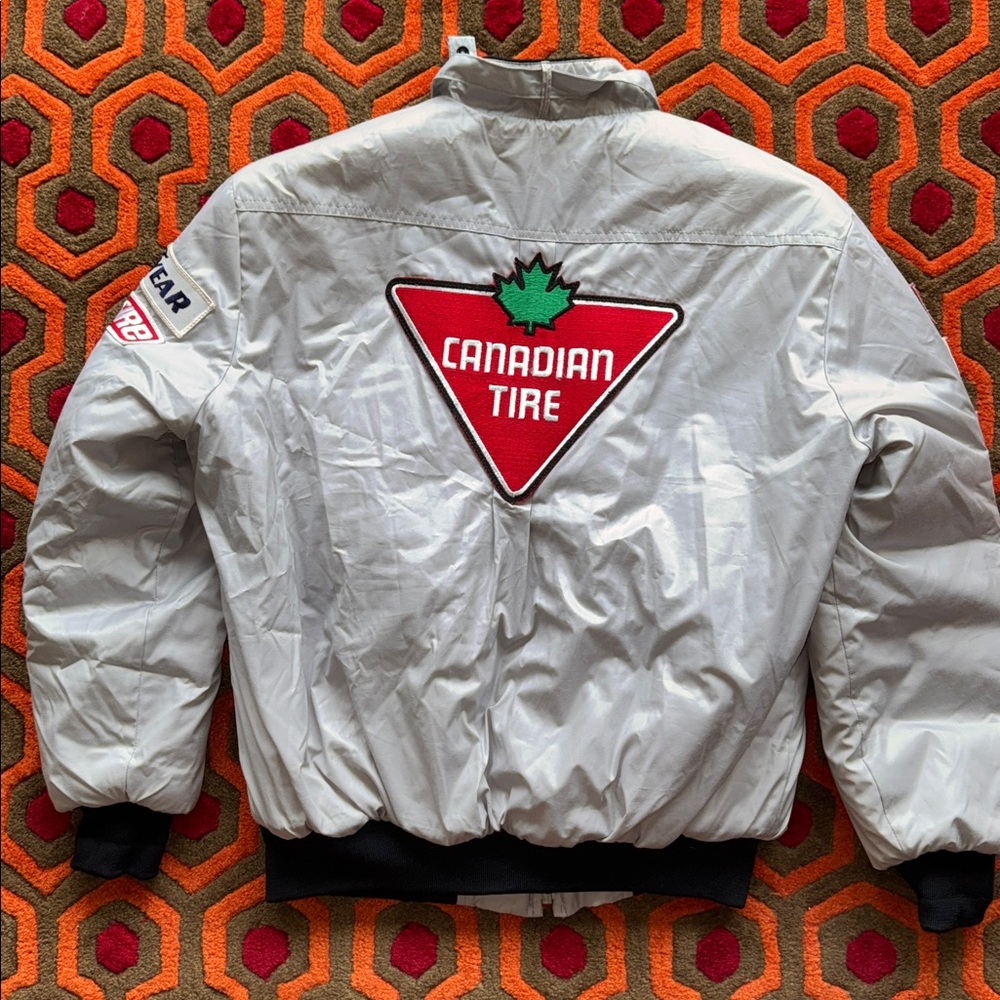 MAKE OFFER Men's Canadian Tire Motorsport Bomber Racer Jacket - Silver/off-White